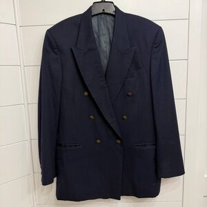 CHECK COLOR Oscar de la Renta Men’s Double Breasted Blazer Jacket Size 42L 23205